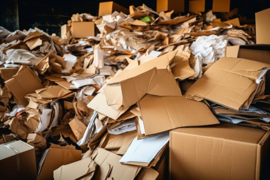 Pile of utilized cardboard boxes scrap